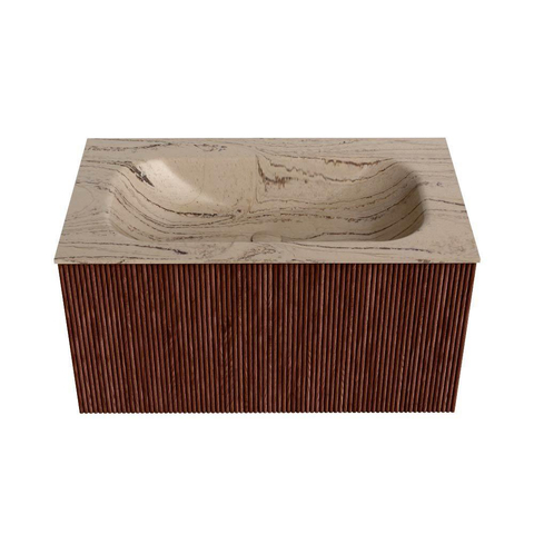 MONDIAZ KURVE-DLUX Meuble de salle de bains 80cm couleur Ruby avec 1 tiroir et 0 porte. Lavabo BIG SMALL Central 1 trou de robinet Arena. SW1431473