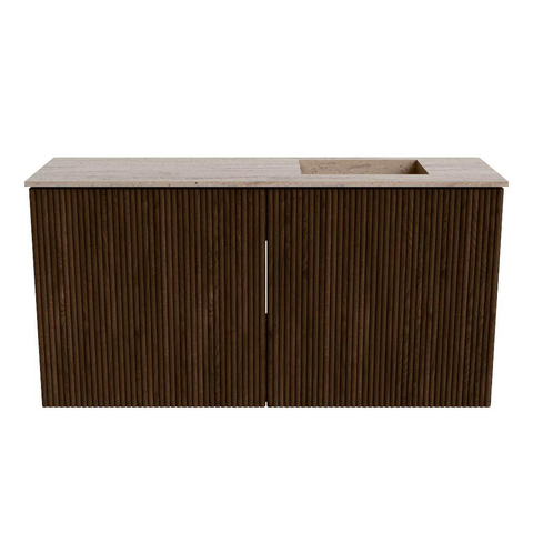 Mondiaz JOYA-DLUX Meuble de salle de bains - 80cm - couleur Walnut - Vasque FAYE position Droite Sans trou de robinet couleur Saba SW1424651