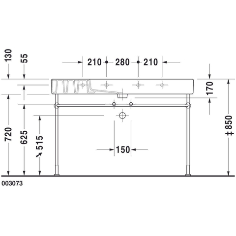 Duravit Vero Meubelwastafel - met kraangat - met overloop - 125x49cm - met wondergliss - wit 0291358
