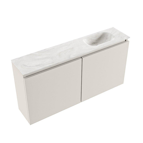 MONDIAZ TURE-DLUX meuble WC 100 cm Linen. EDEN vasque Ostra position à droite. Sans trou de robinet. SW1104958