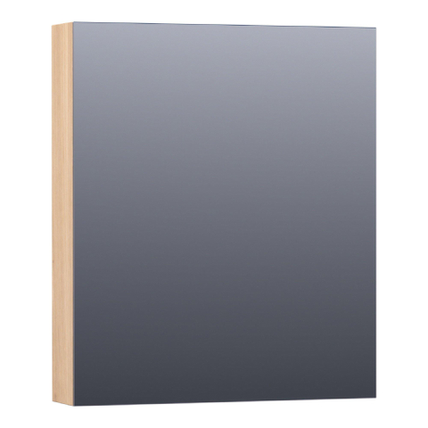 BRAUER Impress armoire de toilette - 60x70x15cm - sans éclairage - avec 1 porte de miroir double face s'ouvrant vers la droite - chêne à lamelles naturel SW393018