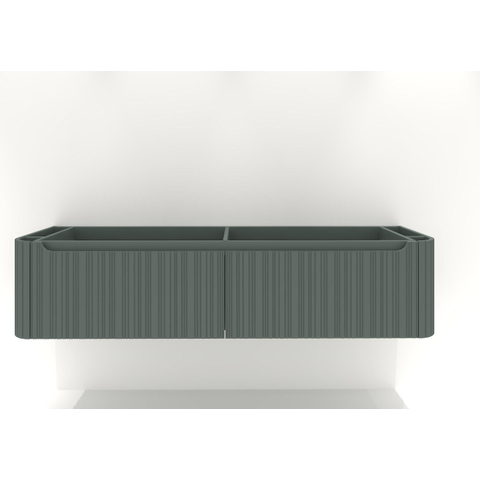 H&R badmeubelen Juice Meuble sous lavabo - 180x45x40cm - coins arrondis - façade 3D - 2 tiroirs - poignée intégrée - pétrole mat SW867722