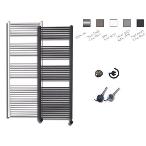 Sanicare Elektrische Design Radiator - 172 x 60 cm - 1127 Watt - thermostaat chroom rechtsonder - zwart mat SW420066