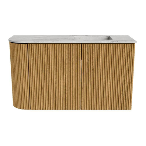 Mondiaz JOYA-DLUX Meuble de salle de bains - 71,6cm - arrondi gauche couleur Chêne - Vasque FAYE position Droite Sans trou de robinet couleur Glace SW1422022