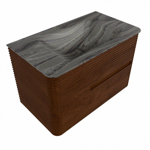 Mondiaz CIRO-DLUX Badkamermeubelset - 80x45x50cm - Solid surface wastafel Sombra - 1 wasbak Midden - 1 kraangat - 2 lades - Ruby SW1531983