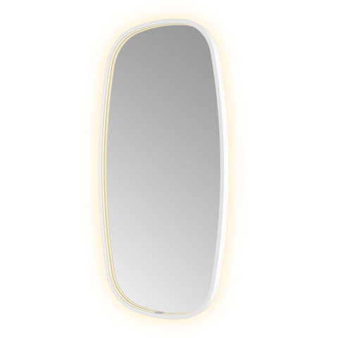 Hotbath &MORE Spiegel in aluminium frame / contour - 50x100cm - inclusief direct & indirect LED - spiegelverwarming - color changing - dimbaar - dottless - met afstandsbediening - mat wit SW1246858