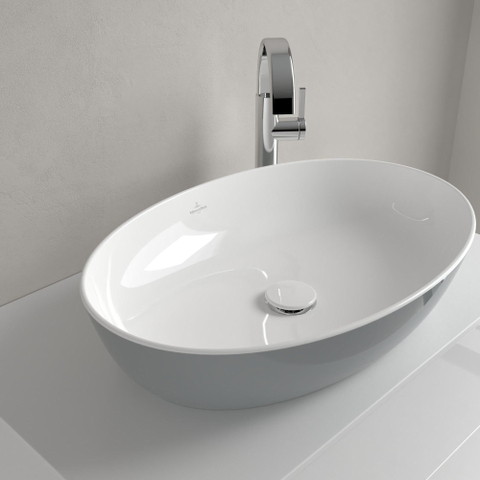 Villeroy & Boch Artis opzetwastafel ovaal - 61x41x12.5cm - zonder kraangat - zonder overloop - French Linen (glans grijs) SW68831