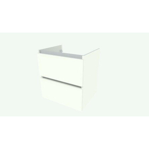 Nemo Go Ensemble de meuble - 60x65x45.5cm - 2 tiroirs - sans poignée - 1 vasque Blanc brillant - 1 trous de robinet - avec miroir - MDF standard white SW911699