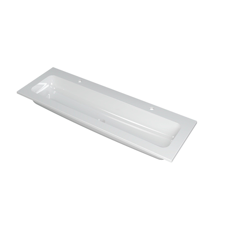 Ink Faktor lavabo polystone central avec 2 trous pour robinet 140x1,5x45cm blanc brillant SW207289