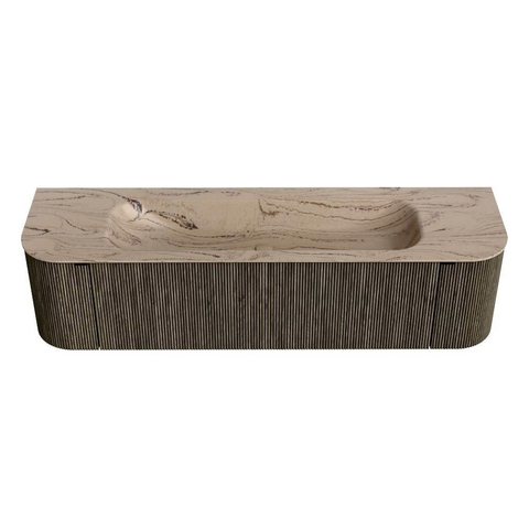 MONDIAZ KURVE-DLUX Meuble de salle de bains 170cm courbure Gauche + Droite couleur Shadow avec 1 tiroir et 2 portes. Lavabo BIG LARGE Central sans trou de robinet Arena. SW1431463