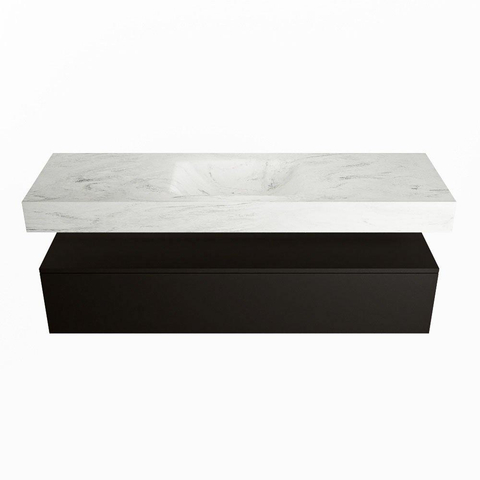 Mondiaz ALAN-DLUX Ensemble de meuble - 150cm - meuble Urban mat - 1 tiroir - Lavabo Cloud Opalo suspendu - vasque Centre - 0 trous de robinet SW806331