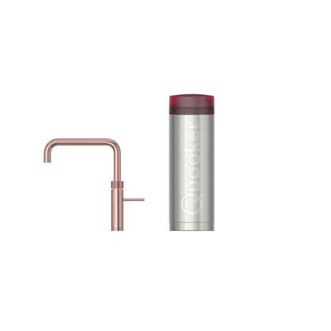 Quooker Fusion Square kokendwaterkraan - draaibare uitloop - PRO3 incl. Cube reservoir - Warm / kokend / bruisend / gefilterd water - Rosé koper SW968497