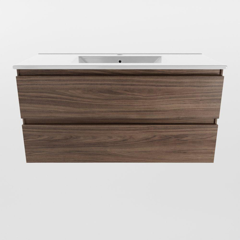 Mondiaz Aivy badmeubelset - 100x45x50cm - 1 kraangat - 1 wasbak keramiek - Midden - 2 lades - Zonder spiegel - Melamine Mocha SW892127