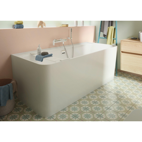 Villeroy & Boch Collaro half - vrijstaand half - vrijstaand bad - 180x80cm rechthoek overloop chroom Acryl - glans wit SW354245