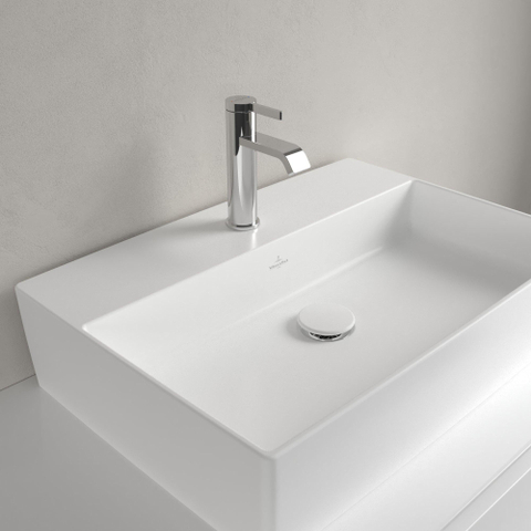 Villeroy & Boch memento 2.0 opzetwastafel - 60x42cm - met 1 kraangat - zonder overloop CeramicPlus - Stone White (mat wit) SW209588