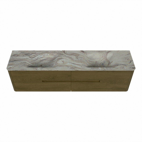 Mondiaz CIRO-DLUX Ensemble de meubles de salle de bains - 190x45x50cm - Plan-vasque solid surface Glace - 2 vasques double - 2 trous de robinetterie - 4 tiroirs - Dusk SW1533009