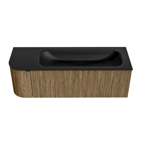 Mondiaz KURVE Badkamermeubelset - 135x46x40cm - 1 lade - 1 deur - wastafel solid surface - rechts - 1 kraangat - Dusk SW1415121