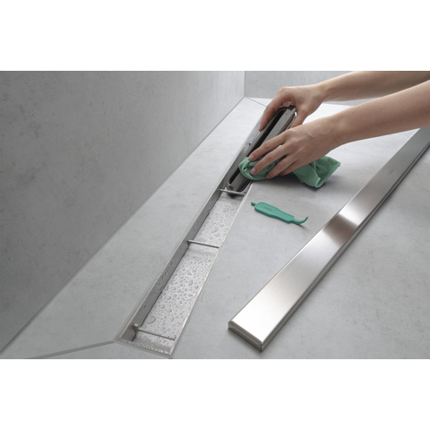 Hansgrohe RainDrain Match Caniveau de douche - 80cm - cadre réglable en hauteur - brushed stainless steel SW791696