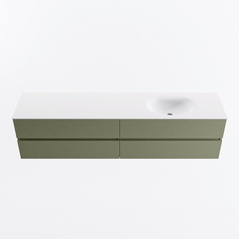 Mondiaz VICA Ensemble de meuble de salle de bains - 200cm - army - 4 tiroirs - Lavabo MOON - droite - 1 trou de robinet - couleur talc - Version XL 60cm de hauteur SW1189227
