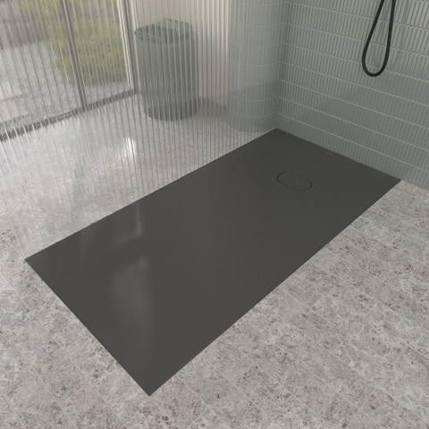 Villeroy & Boch Ecora douchebak - 160x80x4.5cm - afvoer korte zijde - anthracite (antraciet) SW1558971