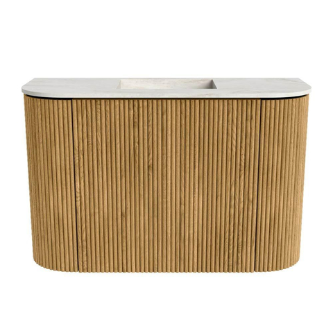 Mondiaz JOYA-DLUX 63.2cm toiletmeubel - ronding links en rechts kleur Oak - Wastafel FAYE positie Midden Zonder kraangat kleur Ostra. SW1422239