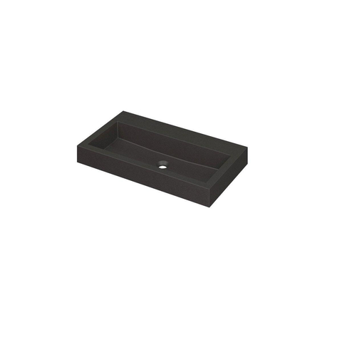 Ink Momento lavabo - 80x45x9cm - simple vasque - sans trou de robinet - quartz noir mat SW157901