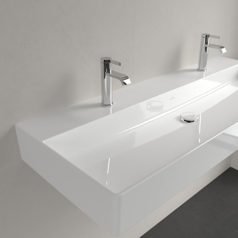 Villeroy & Boch memento 2.0 wastafel onderzijde - geslepen - 120x47cm - zonder overloop - 2 kraangaten CeramicPlus - White Alpine (glans wit) SW358465