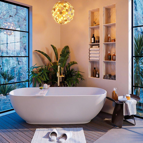MONDIAZ ALAN - DLUX Badkamermeubelset - 150cm - onderkast - Washed Oak - 1 lade - vrijhangende wastafel - wasbak rechts - 1 kraangat - Ostra SW809119
