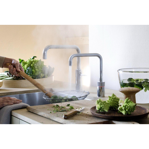 Quooker Nordic Square Twintaps kokendwaterkraan - draaibare uitloop - Combi reservoir - Warm / kokend water - Chroom SW299659