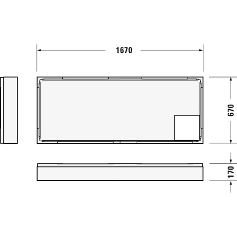 Duravit D-code Kunststof douchebak acryl rechthoekig - zonder paneel - 170x70cm - met afvoergat - diameter 90mm - wit 0295846