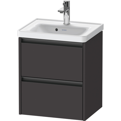 Duravit Ketho.2 Wastafelonderbouwkast - met 2 laden - 48.4x37.5x54.9cm - met grepen antraciet - grafiet supermat SW771803