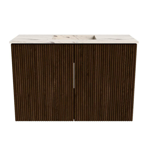 Mondiaz JOYA-DLUX 60cm toiletmeubel - kleur Walnut - Wastafel FAYE positie Midden 1 kraangat kleur Nata. SW1424483
