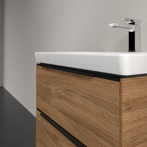Villeroy & Boch Subway 3.0 Wastafelonderkast - met verlichting - 2 uittrekladen - 572x576x478mm - Oak Kansas (mat hout) SW881536