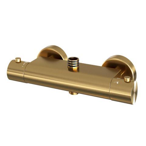 Brauer Gold Edition Ensemble de douche pluie à poser - douche principale 20cm - glijstang - douchette à main 1 fonction - boutons lisses - PVD - or brossé SW1164735