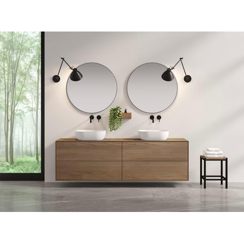 Looox Wood collection Meuble sous lavabo en bois avec 2 tiroirs 160x30x46cm chêne - vieux gris SW546658