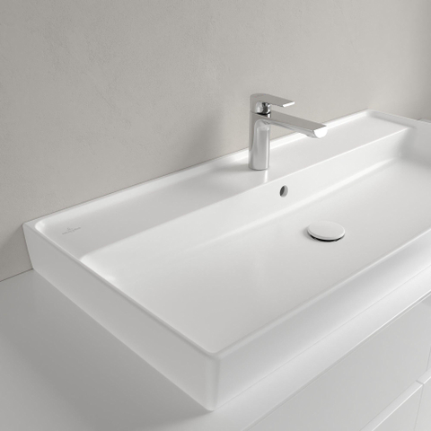 Villeroy & Boch Collaro meubelwastafel - 100x47cm - met overloop - 1 kraangat CeramicPlus - Stone White (mat wit) SW358325