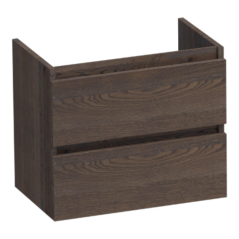 BRAUER Joy meuble sous-lavabo peu profond - 60x39x50cm - 2 tiroirs softclose - sans poignées - 1 découpe pour siphon - chêne massif - lamelles chêne noir SW393145