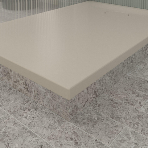 Villeroy & Boch Ecora douchebak - 120x80x3.5cm - afvoer korte zijde - almond (beige) SW1558895
