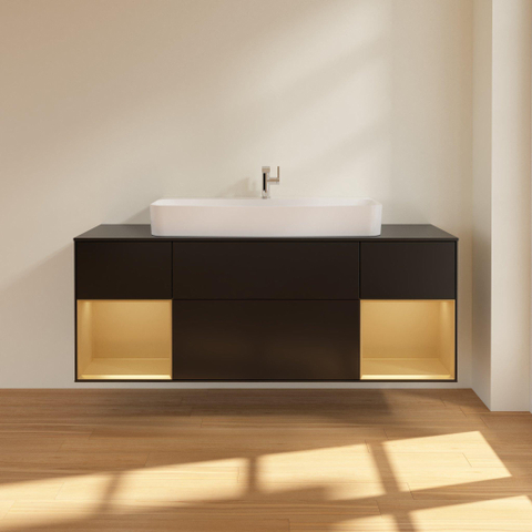 Villeroy & Boch finion wastafelonderkast - 160x60.3cm - 4 lades - mat zwart SW479558