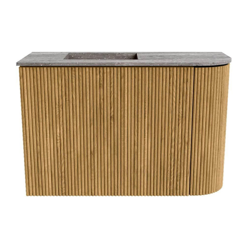 Mondiaz JOYA-DLUX 61.6cm toiletmeubel - ronding rechts kleur Oak - Wastafel FAYE positie Links Zonder kraangat kleur Oza. SW1424126