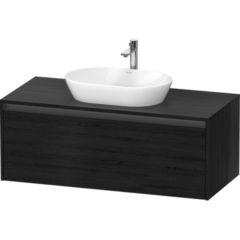 Duravit Ketho.2 Wastafelonderbouwkast - inclusief consoleplaat - met 1 lade - 120x55x45.9cm - met handgreep antraciet - eiken zwart mat SW772829
