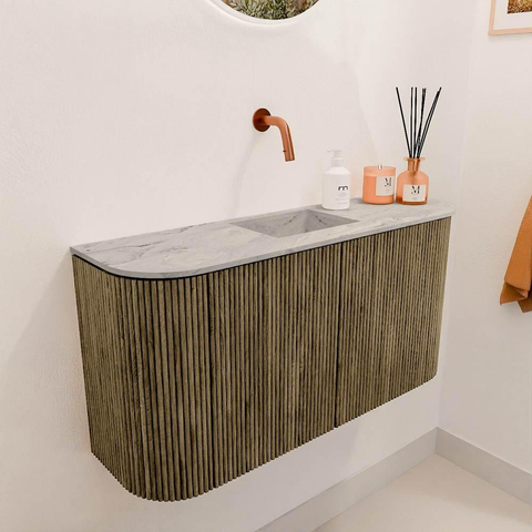 Mondiaz JOYA-DLUX 83.2cm toiletmeubel - ronding links en rechts kleur Dusk - Wastafel FAYE positie Midden Zonder kraangat kleur Glace. SW1423204