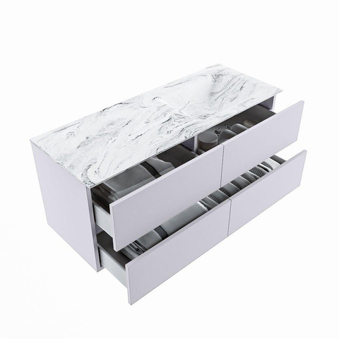 MONDIAZ VICA-DLUX Ensemble meuble de salle de bains - 120cm - meuble bas cale - 4 tiroirs - lavabo encastré cloud à droite - sans trous de robinet - version haute 60cm - glace SW1088366