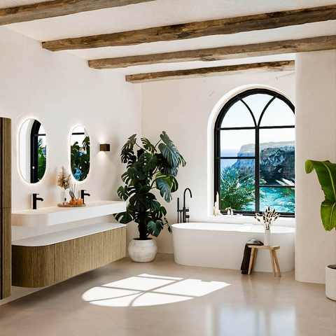 MONDIAZ THOR Meuble de salle de bains - 190cm - arrondi gauche + droite - couleur Dusk - 2 tiroirs et 2 portes - Lavabo suspendu CLOUD Double 2 trous de robinet - couleur Talc SW1466449