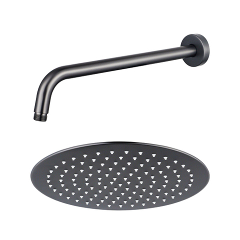 Fortifura Calvi Hoofddouche - 30cm - rond - wandarm - 35cm - PVD - geborsteld gunmetal (antraciet) SW1212643