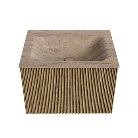 MONDIAZ KURVE-DLUX Meuble de salle de bains 60cm couleur Dusk avec 1 tiroir et 0 porte. Lavabo CLOUD Centre sans trou de robinet Saba. SW1433310
