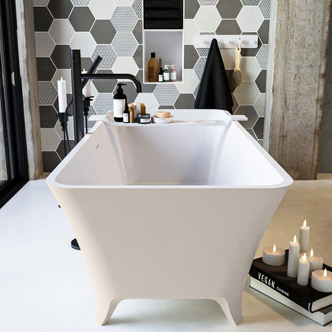 MONDIAZ LUNDY baignoire autoportante - 170x75cm - mat linen / talc (beige / blanc) SW491604