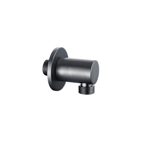 Fortifura Calvi Inbouw Regendoucheset - rond - thermostatisch - wandarm - glijstang - 25cm - hoofddouche - staaf handdouche - gladde doucheslang - PVD - geborsteld gunmetal (antraciet) SW1189340