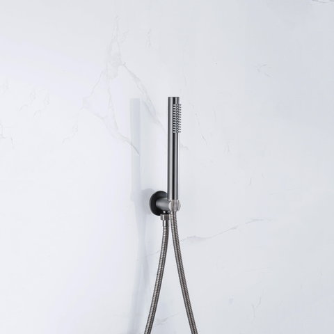 Fortifura Calvi Wandaansluitbocht - handdouchehouder - rozet rond - PVD - geborsteld gunmetal (antraciet) SW766536