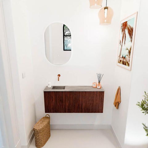 Mondiaz JOYA-DLUX 100cm toiletmeubel - kleur Ruby - Wastafel FAYE positie Links Zonder kraangat kleur Oza. SW1425518